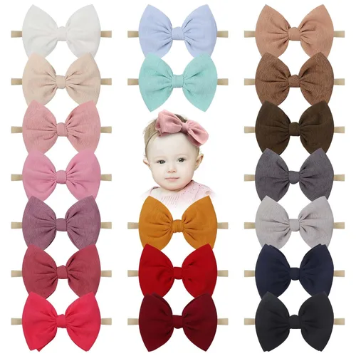 Diadema elástica de nailon hecha a mano de 4.5 pulgadas para bebé, paquete de 19 unidades, accesorios para el cabello para recién nacidos, niños