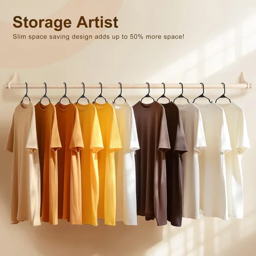 Miniatura 6 de HOUSE DAY Perchas de Plástico Premium Paquete de 10, Perchas para Ropa que Ahorran Espacio, Colgador Resistente para Abrigos - Organizadores