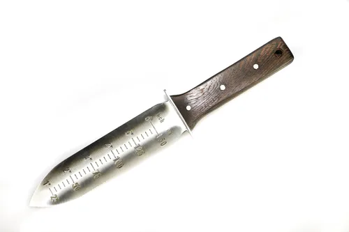 Miniatura 8 de Hori Hori - Cuchillo japonés de jardinería prémium - Cuchillos de jardín de espiga completa con funda de cuero
