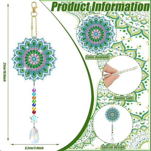 Miniatura 3 de Tradder 6 piezas de mandala de diamantes de arte de diamante, pintura de diamante, campanillas de viento, pintura de diamantes de imitación, adorno