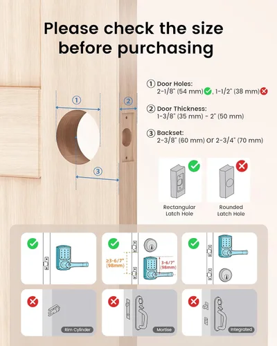 Miniatura 5 de Hidalife Cerradura de puerta inteligente con asa, cerradura digital de entrada sin llave con teclado para puertas delanteras, pantalla táctil
