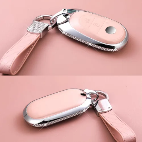 Miniatura 4 de muekzru Funda para llavero de Mercedes Benz, llavero de metal de zinc de cristal brillante para Mercedes Benz Clase S Clase E Clase E 2020-2022