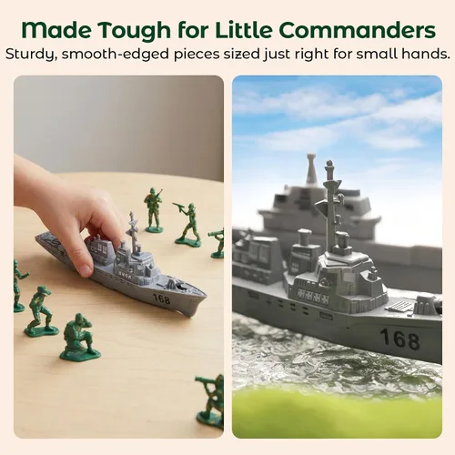 Miniatura 5 de 3 otters 27 piezas Juego de juguete de portaaviones, conjunto de juguetes del ejército de hombres del ejército, grupo de batalla de juguetes