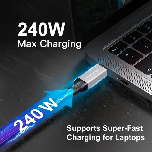 Miniatura 2 de Cable USB4 de 240 W de 3.3 pies [certificado USB-IF], carga PD, soporta sincronización de datos de 40 Gbps y 8K/5K @60 HZ, compatible