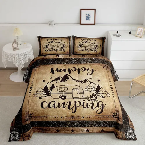 Miniatura 17 de Erosebridal Juego de ropa de cama de oso marrón, juego de edredón de animales de safari en el bosque, acuarela con relleno de edredón de vida