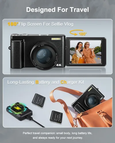 Miniatura 4 de Cámara digital, cámara digital compacta para adolescentes y adultos, para viajes, cámara de vlogging para fotografía