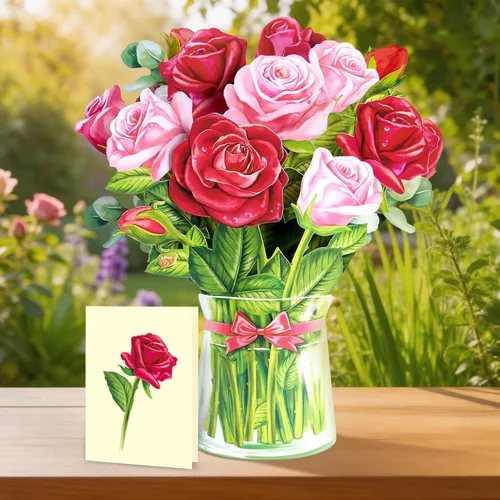 Miniatura 2 de Airpark Tarjeta de ramo de flores de papel 3D desplegable de 12 pulgadas con nota y sobre, regalos de cumpleaños, aniversarios, mejorarse