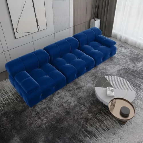 Miniatura 18 de Sofá modular seccional, sofá de terciopelo, asiento medio, beige