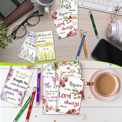 Miniatura 6 de Geyee - Juego de 40 bolígrafos cristianos para notas, 20 mini cuadernos con versículos de la Biblia, 20 bolígrafos inspiradores, cuaderno