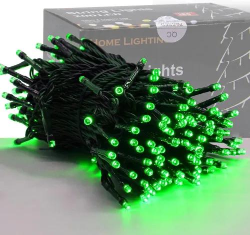 Iluminación del hogar de 66 pies. Mini luces decorativas de Navidad de 200 luces LED de alambre verde, luces de hada estrellada enchufables, 8 modos