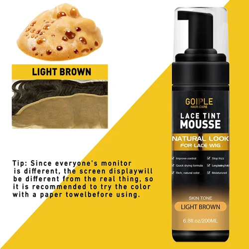Miniatura 3 de Mousse de Tinte para Encaje de Pelo Fundido, 6.8 fl oz Mousse de Tinte para Encaje para Mujeres, Pelucas de Encaje, Toupees y Piezas de Cabello