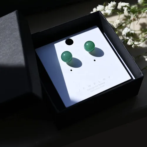 Miniatura 24 de Jade Earrings Studs, Green Jade Earrings for Women, 925 Sterling Silver Stud Earrings for Sensitive Ears, Jade Jewelry for Women & Men