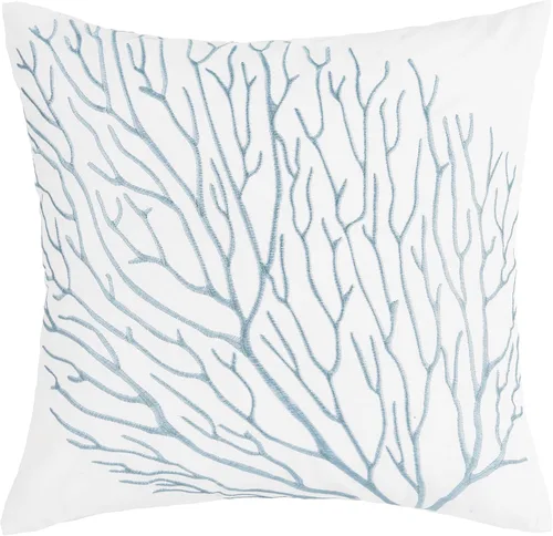 C&F Home Almohada bordada coral de 18 x 18 pulgadas, color blanco
