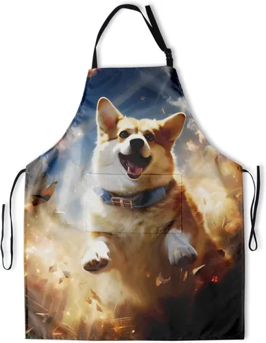 Miniatura 22 de Delantal colorido de poliéster Grooming Delantales con bolsillo para barbacoa Cocina Pintura Adultos German Shepherd