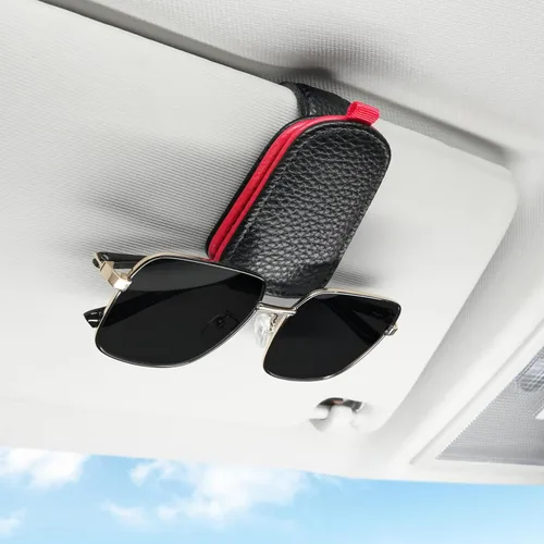 Miniatura 17 de SINGARO Soporte para gafas de sol de coche, hebilla magnética de cuero para visera de coche, clip para anteojos de sol, clip para almacenamiento