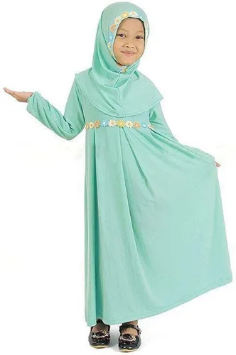 Miniatura 3 de Vestido de ropa para niña pequeña musulmana, traje de Ramadán tradicional Abaya Dubai para niñas que van a casa