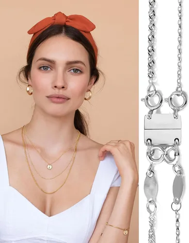 Miniatura 5 de Cierre magnético para collar en capas, separador de oro y plata de 18 quilates para collares apilables