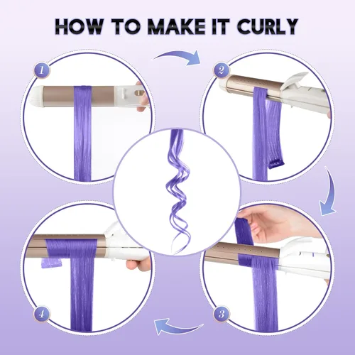 Miniatura 4 de FESHFEN Extensiones de cabello con clip de colores, 16 piezas de 8 colores resaltados, piezas de cabello sintético lacio con clip para mujer, 22