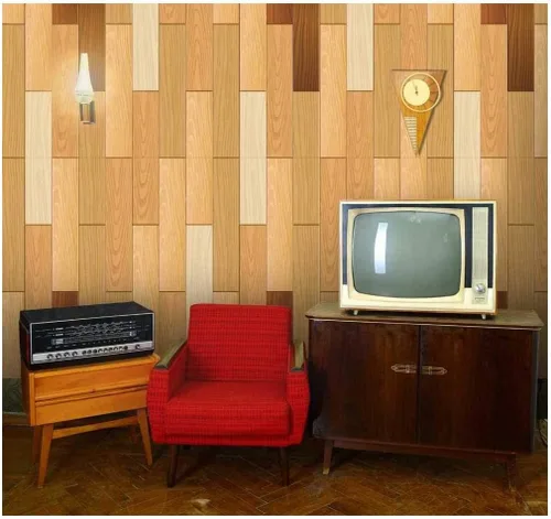 Miniatura 25 de wall26 - Patrón de paneles texturizados de madera vertical retro crema - Mural de pared, papel tapiz extraíble, decoración del hogar - 100x144 Crema
