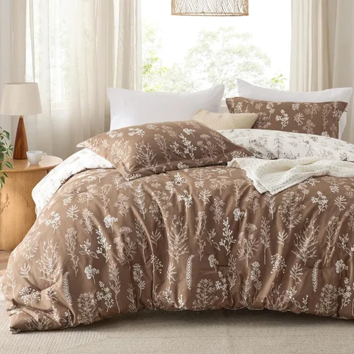 Miniatura 32 de Bedsure - Juego de edredón tamaño King, juego de ropa de cama verde salvia, 3 piezas de ropa de cama floral bonita, 1 edredón reversible suave