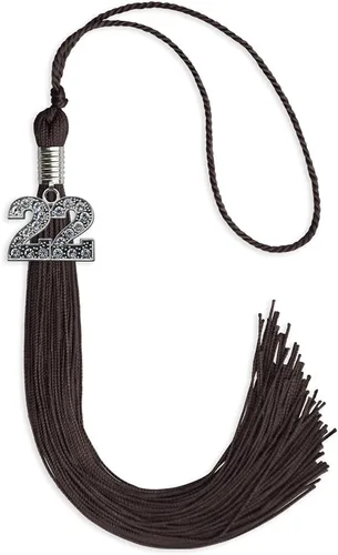 Miniatura 128 de Endea Graduation Borla de un solo color con dije de plata brillante (oro antiguo, 2022)