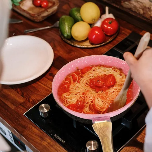 Miniatura 8 de Sartén antiadherente, sartén para huevos rosa de 11 pulgadas, sartén antiadherente 100% PTFE libre de PFOA, sartén para tortilla libre de toxinas