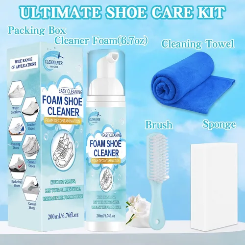 Miniatura 7 de Kit de limpieza de zapatos, limpiador de zapatos blanco de 6.76 onzas, elimina la suciedad y las manchas, kit de limpiador de zapatos con cepillo