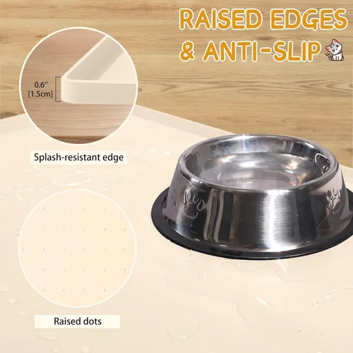 Miniatura 4 de MateeyLife Tapete de Silicona para Comida de Gatos y Perros para Pisos Impermeable, Tapetes Antideslizantes para Tazones de Perros para Comida