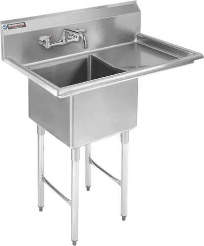 DuraSteel Fregadero de Acero Inoxidable para Servicios Generales - Certificado NSF Tazón Individual de 18" x 18" x 12" - No Incluye Grifo Sin Plomo