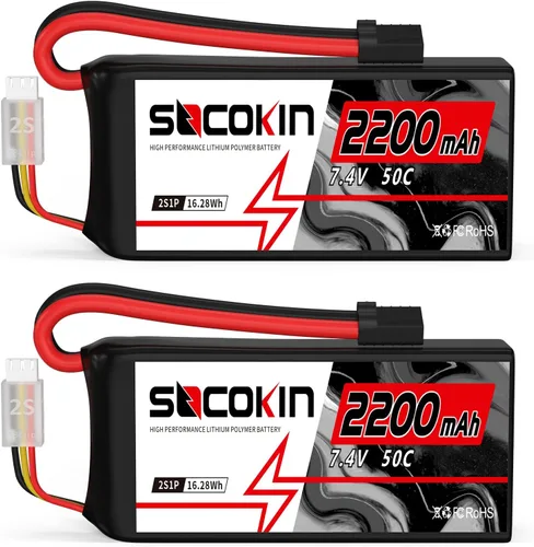 2S Lipo Batería 7.4V 50C 2200mAh Lipo Batería con conector TR Enchufe Suave Estuche Shorty para RC Car Truck Boat Truggy FPV Drone Quadcopter UAV