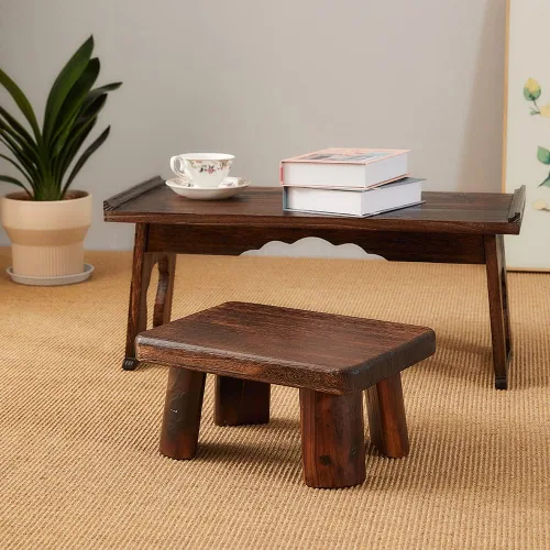 Miniatura 9 de Taburete de madera, taburete rectangular para mesita de noche, escalera para cocina y baño, taburete reposapiés debajo del escritorio, súper