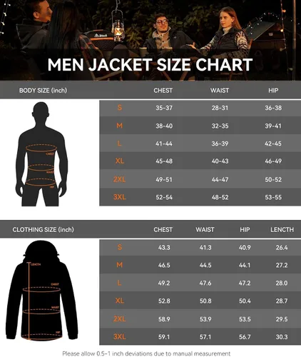 Miniatura 6 de Men's Heated Jacket with Detachable Hood, Waterproof Winter Outdoor Heating Jackets for Men (Battery Pack Included)