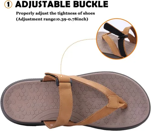 Miniatura 4 de MGGMOKAY Sandalias ligeras de cuero para hombre con soporte de arco