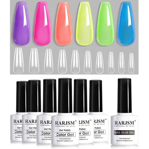 Miniatura 10 de RARJSM Juego de 6 esmaltes de uñas de gel, color marrón, café, vino, borgoña, nude, morado, rosa, champán, dorado, purpurina, para invierno, secado
