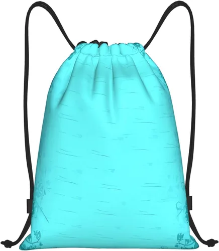 DEHIWI Mochila con cordón azul verde azulado Bolsa impermeable deportiva para gimnasio, compras, deporte, yoga, Negro -