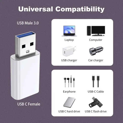 Miniatura 2 de Adaptador USB a USB C para iPhone 17/16/15, adaptador USB C hembra a USB macho, cargador convertidor tipo C para Apple Watch, AirPods 3, coche