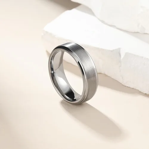 Miniatura 2 de King Will - Anillo de tungsteno básico para hombre, de 1564, 932, 516, 2364 y 2564 de pulgada, con acabado cepillado mate, ideal como anillo