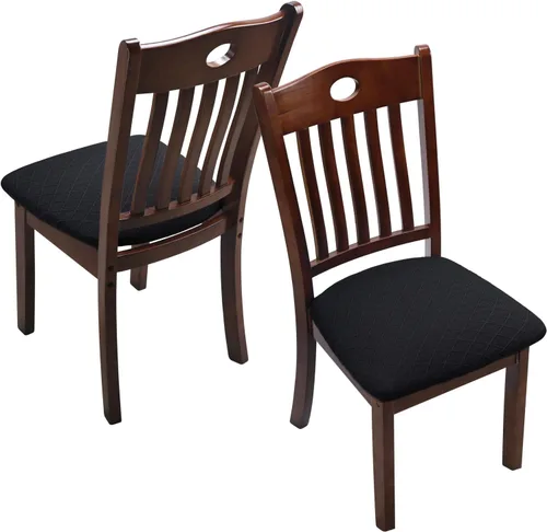 Miniatura 7 de Fuloon Fundas elásticas para asiento de silla, 4 unidades, extraíbles y lavables, fundas para sillas de comedor, antipolvo, fundas de cojín de Negro