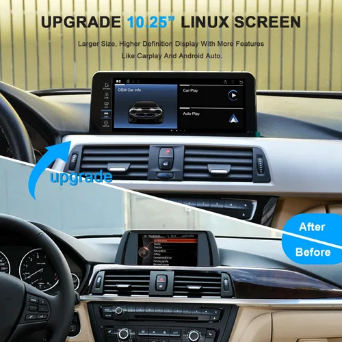 Miniatura 2 de PEMP Pantalla Linux para BMW Serie 3 F30 Sistema NBT CIC, Soporta CarPlay Inalámbrico y Android Auto con una Cámara de Reversa AHD de 720P 2012-2017