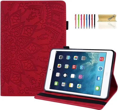 Miniatura 25 de Dteck Funda para iPad mini 5/4/3/2/1 - [Diseño de flores en relieve] Funda tipo folio clásica