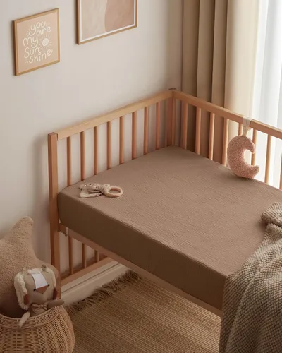 Miniatura 81 de Blissful Diary Sábanas de muselina para cuna para niñas, sábana de bebé de algodón suave bohemio para colchón de cuna estándar de 52 x 28 pulgadas