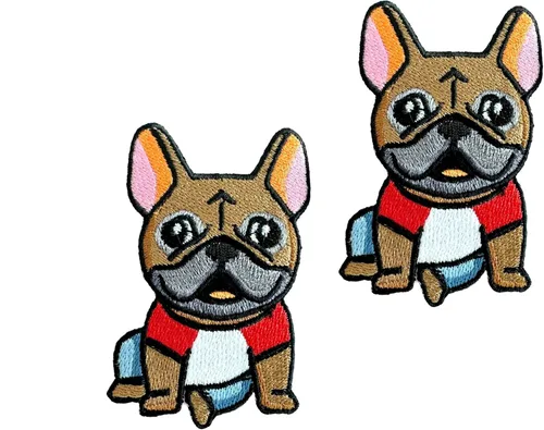 Miniatura 3 de PLpatch Bulldog Francés Perro Cachorro Mascota Lindo Dibujos Animados Logo 8 Coser Hierro en Bordado Apliques Insignia Parche Ropa Traje