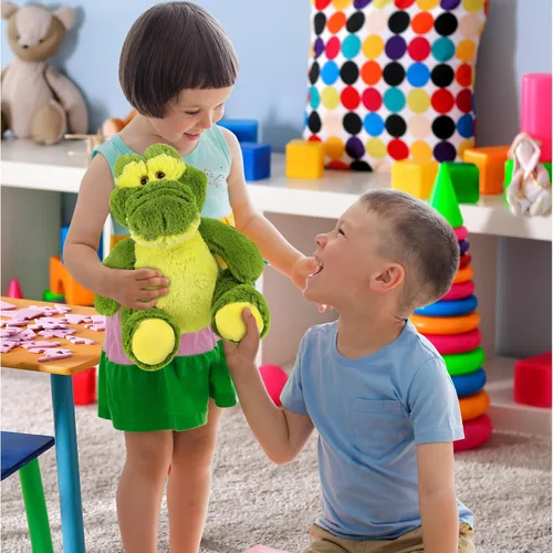 Miniatura 6 de DolliBu Animal de peluche de cocodrilo – Suave peluche abrazable de cocodrilo verde sentado adorable juguete de peluche, lindo regalo de animales