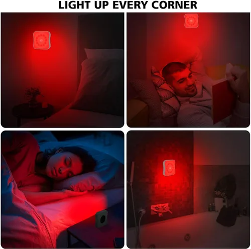 Miniatura 2 de Luces nocturnas rojas con sensor de movimiento, luces recargables con batería, luces rojas magnéticas para ayuda al sueño, baño, recámara, escalera