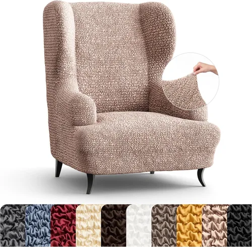 Miniatura 18 de PAULATO BY GA.I.CO. Funda elástica para silla con respaldo de ala, 1 pieza, funda de sillón bielástica con respaldo de ala, protector de muebles
