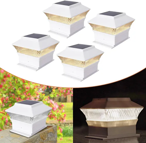 Miniatura 14 de Paquete de 4 luces solares para tapa de poste, modernas #2: se adapta a postes de vinilo de 4 x 4 y madera de 5 x 5 pulgadas, temperatura de 3