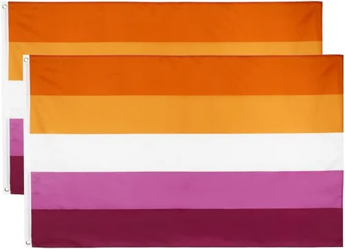 Miniatura 8 de Bandera original de orgullo lésbico Flaglink 3 x 5 pies - Bandera arcoíris lésbica lesbian