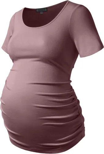 Miniatura 109 de GINKANA Blusas de maternidad de manga corta, diseño floral, fruncido, casual, para mamá, para embarazo