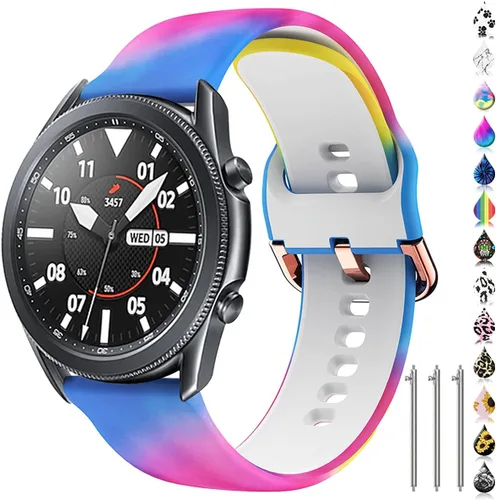 Miniatura 12 de Correa de reloj floral de 0.866 pulgadas compatible con Samsung Galaxy Watch 3 de 1.772 pulgadas/Gear S3 Frontier/Classic, correa de silicona