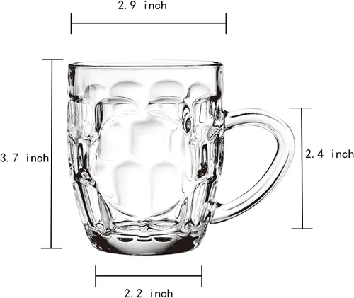Miniatura 2 de Dimple Stein - Juego de tazas de cerveza de 10 onzas con asa, tazas de cerveza de vidrio, aptas para lavavajillas y congelador, transparentes